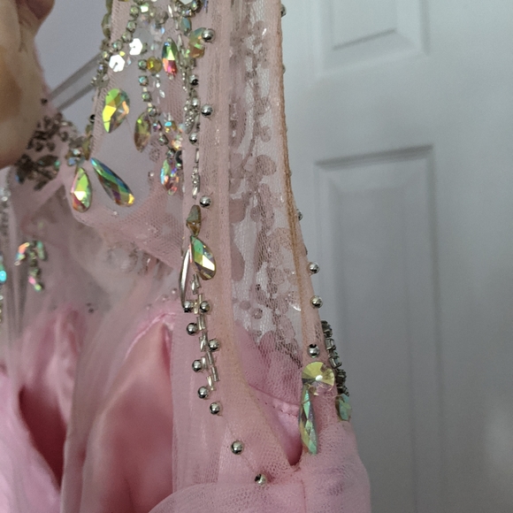Pink Rhinestone Sequin Tulle Party Dress sz 6 - Picture 14 of 16